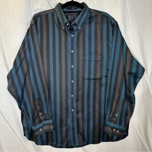 Paul Fredrick Blue and Black Striped Men's XXL Shirt